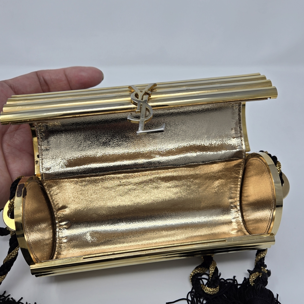 Saint Laurent RARE YSL Yves Opium Minaudiere Gold Bag Purse Clutch Vintage - Picture 4 of 17